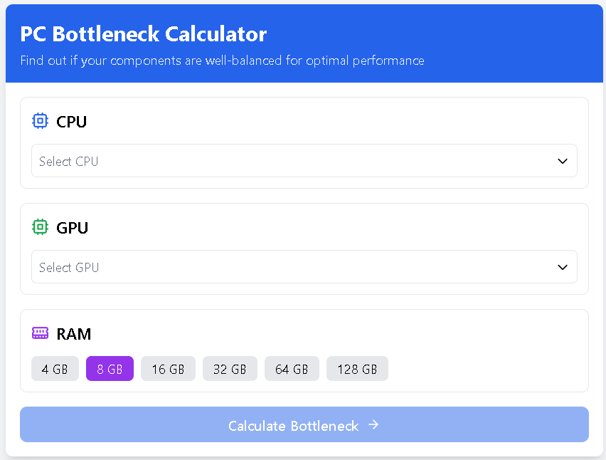PC Bottleneck Calculator for Analyzing CPU, GPU Bottlenecks